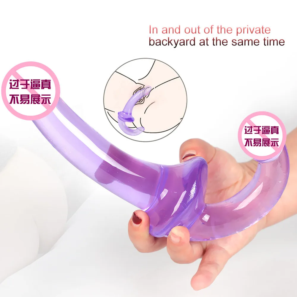 Soft And Smooth Double Penetration Dildo Long 2 Headed Penis Duol Ended Dick Cock Anal Masturbation For Lesbian Couples Sex Toys