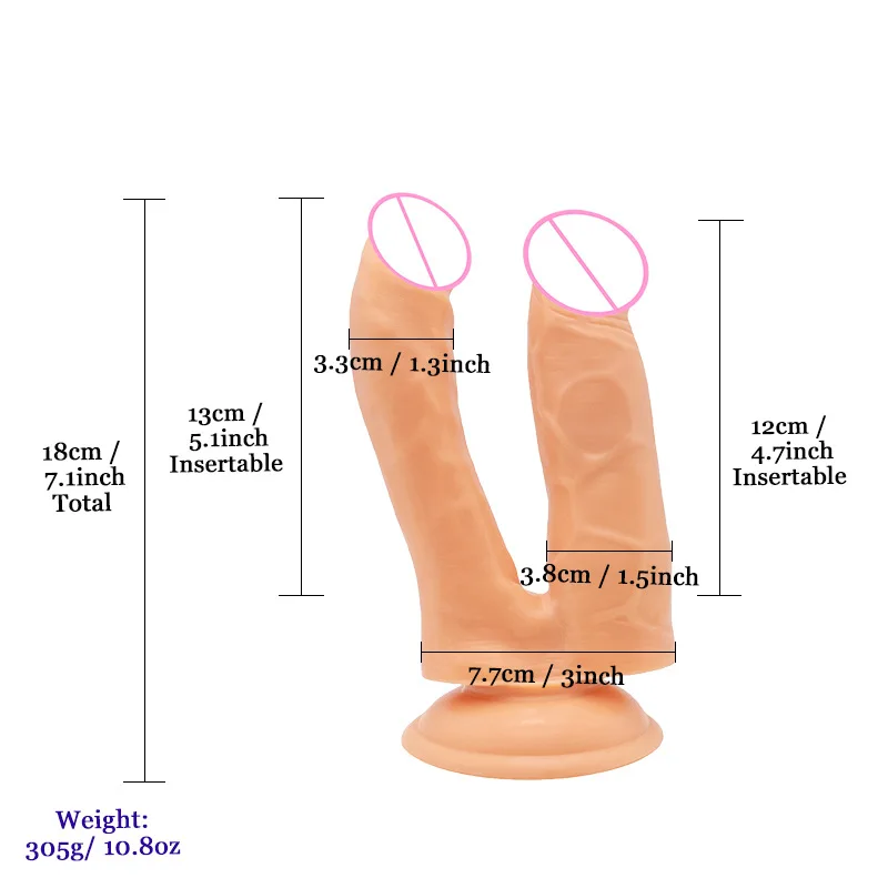Double Head Dildos Penetration G-spot Stimulation of Vagina and Anus Penis Dual Ended Phallus Erotic Toys for Women Butt Plug