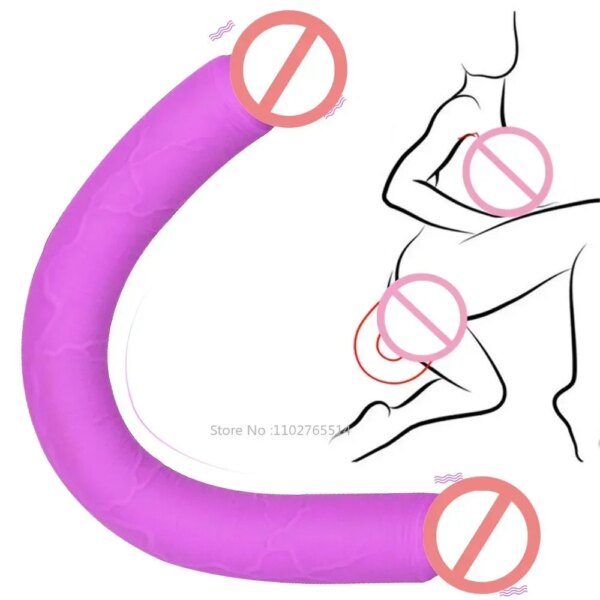 Double End Dildo Realistic Soft Large Penis Woman Masturbator Double Penetration Vagina Anal Sex Toy Lesbian Silicone Big Dildo