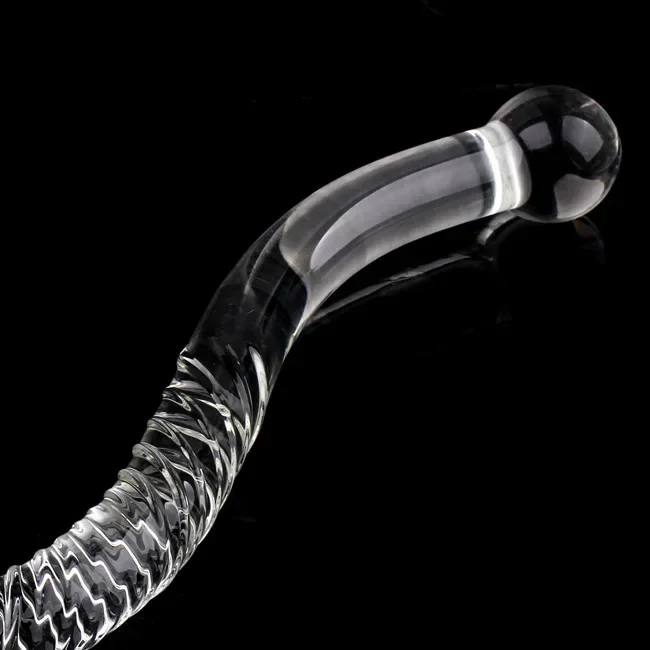 Double Ended Crystal White Pyrex Glass Dildo Artificial Penis Granule Spiral G Spot massager Adult game Sex Toys for Woman Gay