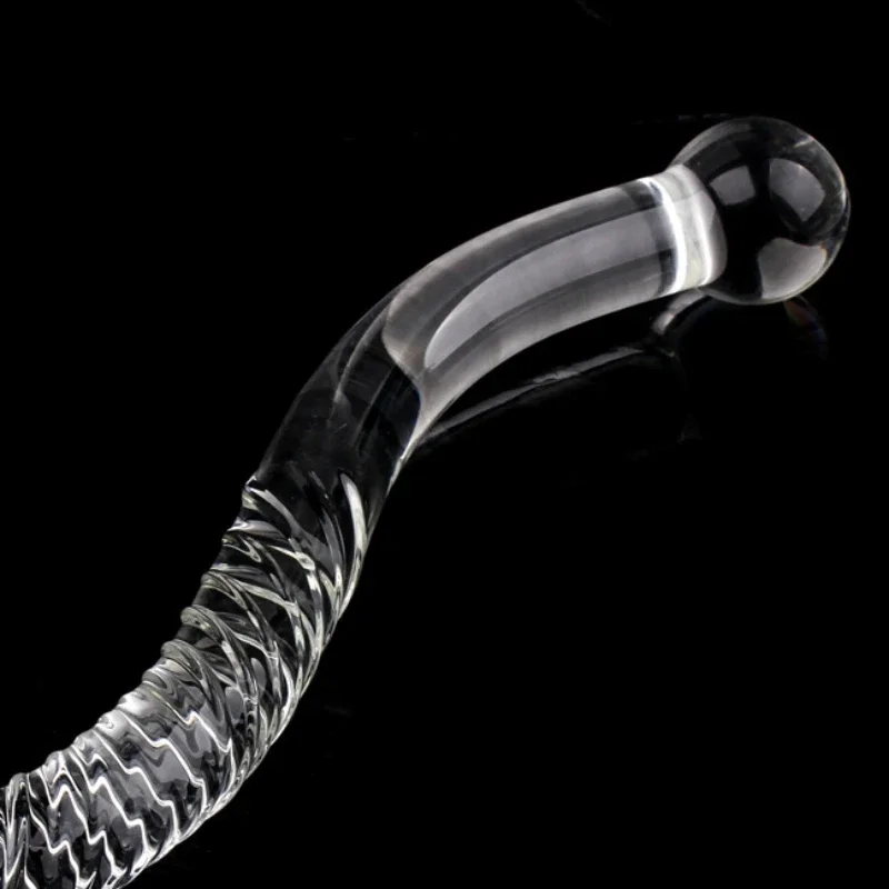 Double Ended Crystal White Pyrex Glass Dildo Artificial Penis Granule Spiral G Spot massager Adult game Sex Toys for Woman Gay