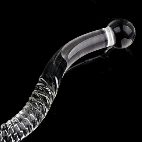 Double Ended Crystal White Pyrex Glass Dildo Artificial Penis Granule Spiral G Spot massager Adult game Sex Toys for Woman Gay