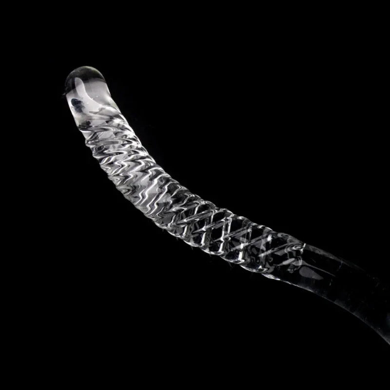 Double Ended Crystal White Pyrex Glass Dildo Artificial Penis Granule Spiral G Spot massager Adult game Sex Toys for Woman Gay