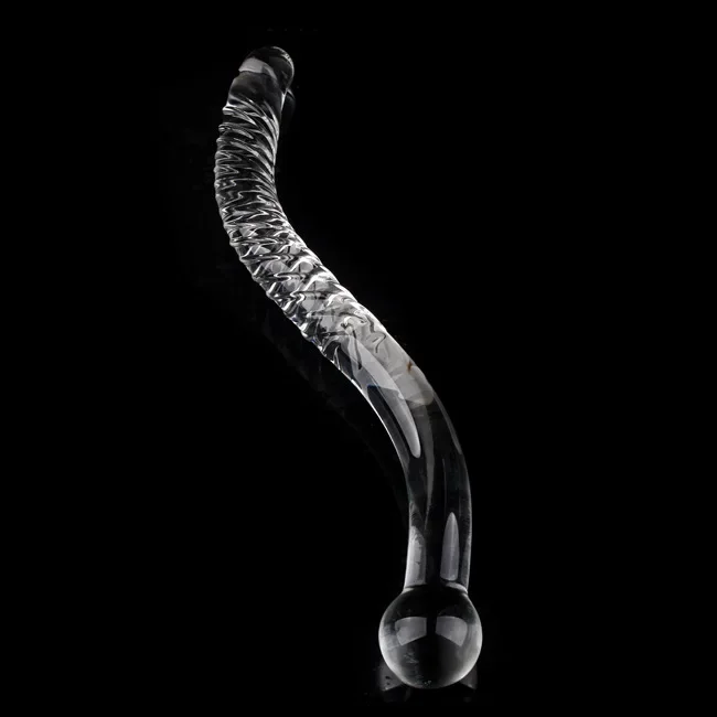 Double Ended Crystal White Pyrex Glass Dildo Artificial Penis Granule Spiral G Spot massager Adult game Sex Toys for Woman Gay