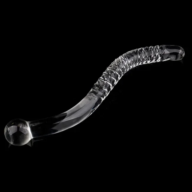 Double Ended Crystal White Pyrex Glass Dildo Artificial Penis Granule Spiral G Spot massager Adult game Sex Toys for Woman Gay