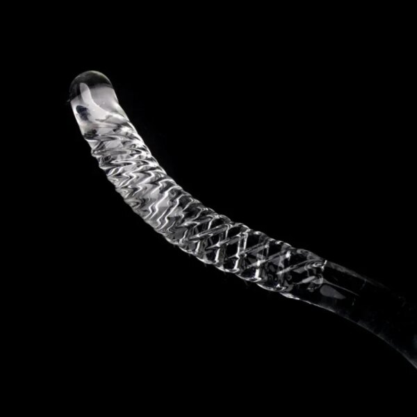 Double Ended Crystal White Pyrex Glass Dildo Artificial Penis Granule Spiral G Spot massager Adult game Sex Toys for Woman Gay