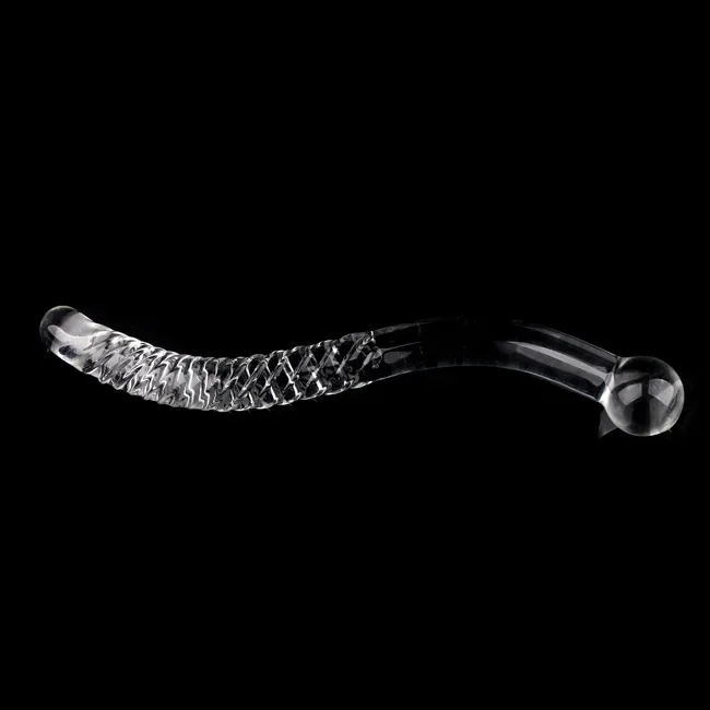 Double Ended Crystal White Pyrex Glass Dildo Artificial Penis Granule Spiral G Spot massager Adult game Sex Toys for Woman Gay