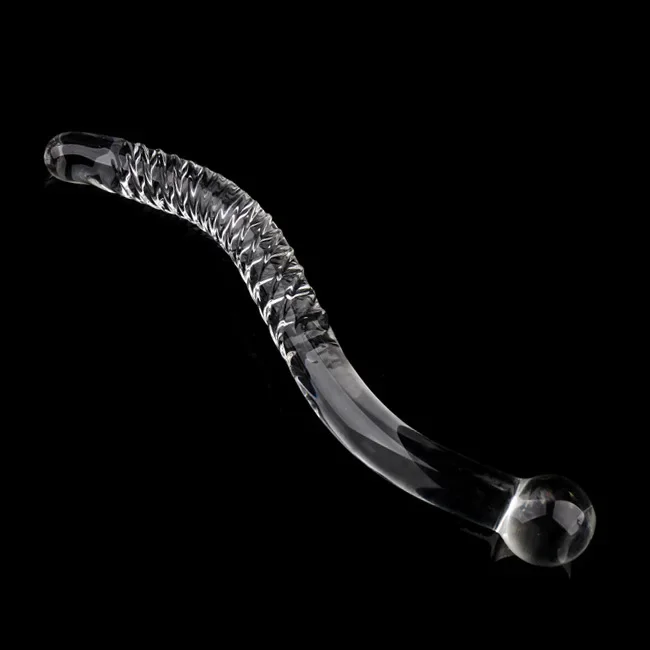 Double Ended Crystal White Pyrex Glass Dildo Artificial Penis Granule Spiral G Spot massager Adult game Sex Toys for Woman Gay
