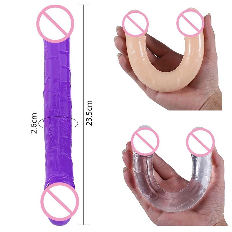 23.5-37.5Cm Double Dildo Realistic Mini Soft Dildo Anal Sex Toys Women Dildo Huge Lesbian Masturbator Double Ended Dong Penis
