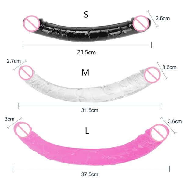 23.5-37.5Cm Double Dildo Realistic Mini Soft Dildo Anal Sex Toys Women Dildo Huge Lesbian Masturbator Double Ended Dong Penis