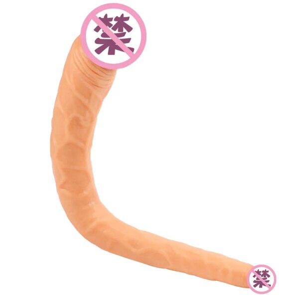 flesh Double Head Dildo Long Realistic Dildo Double Ended Dildo Flexible Penis for Women Masturbator Sex Toys for Lesbian