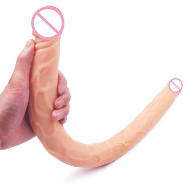 flesh Double Head Dildo Long Realistic Dildo Double Ended Dildo Flexible Penis for Women Masturbator Sex Toys for Lesbian