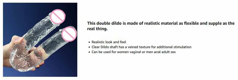 Double Ended Realistic Flexible Clear Jelly Dildos,Double Sided Lesbian Anal Play G-spot Stimulator Sex Toy for Women Men Couple