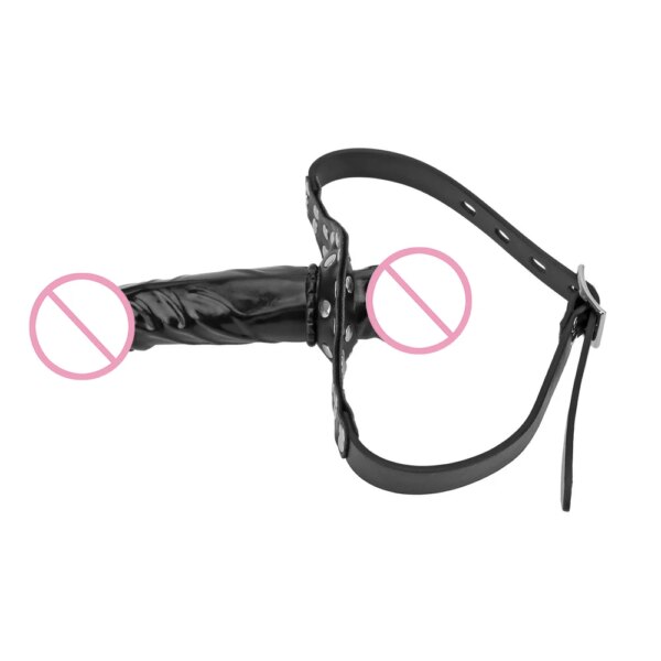 Double Ended Dildo Gag Silicone Open Mouth Gag Dildo Oral Strap On Penis Plug Harness Bdsm Bondage Adult Games Slave Sex Toys