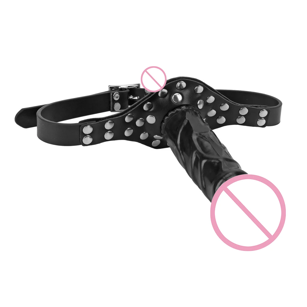 Double Ended Dildo Gag Silicone Open Mouth Gag Dildo Oral Strap On Penis Plug Harness Bdsm Bondage Adult Games Slave Sex Toys