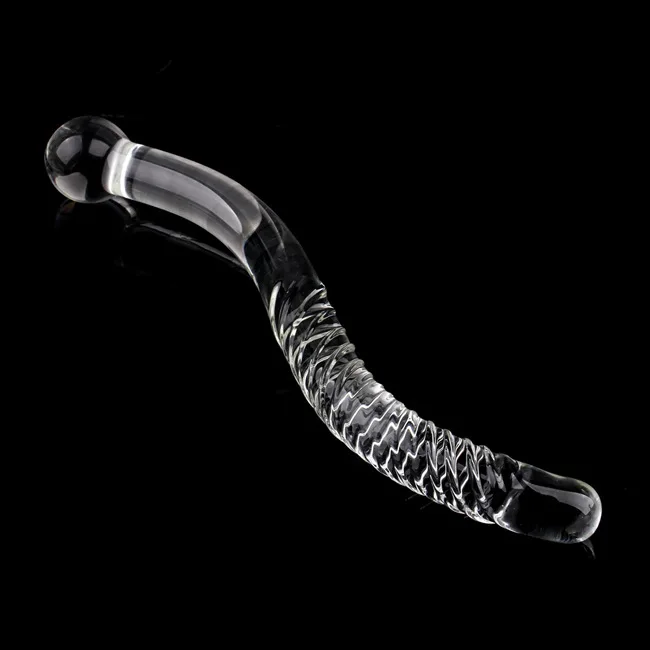 Double Ended Crystal White Pyrex Glass Dildo Artificial Penis Granule Spiral G Spot massager Adult game Sex Toys for Woman Gay