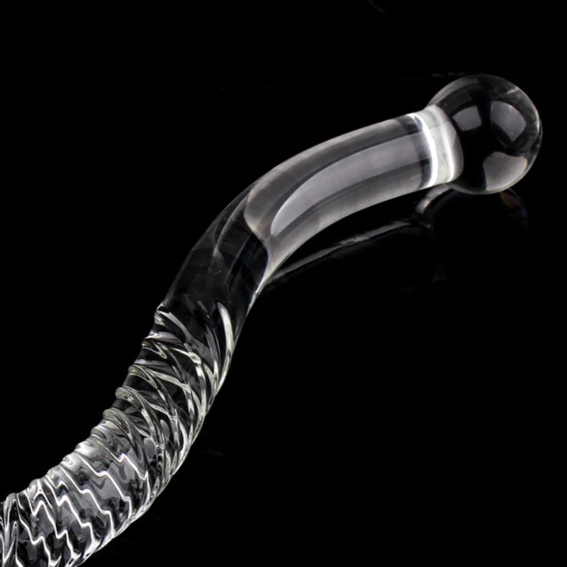 Double Ended Crystal White Pyrex Glass Dildo Artificial Penis Granule Spiral G Spot massager Adult game Sex Toys for Woman Gay