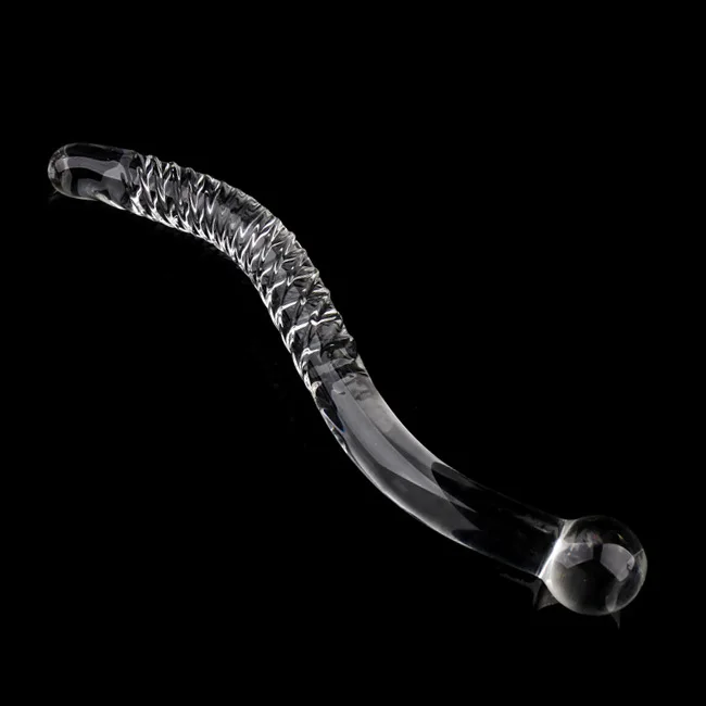 Double Ended Crystal White Pyrex Glass Dildo Artificial Penis Granule Spiral G Spot massager Adult game Sex Toys for Woman Gay