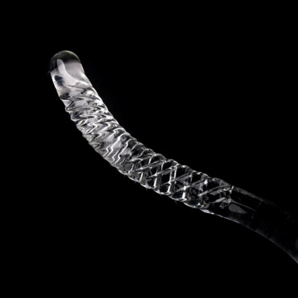 Double Ended Crystal White Pyrex Glass Dildo Artificial Penis Granule Spiral G Spot massager Adult game Sex Toys for Woman Gay