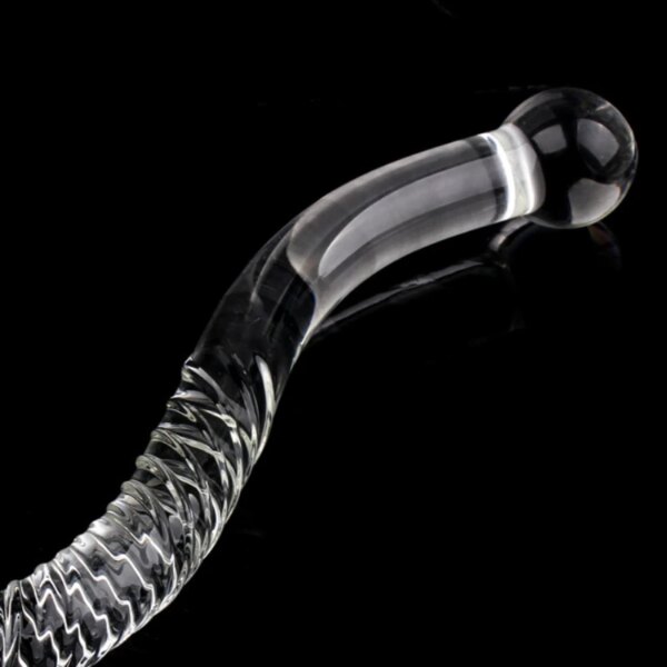 Double Ended Crystal White Pyrex Glass Dildo Artificial Penis Granule Spiral G Spot massager Adult game Sex Toys for Woman Gay