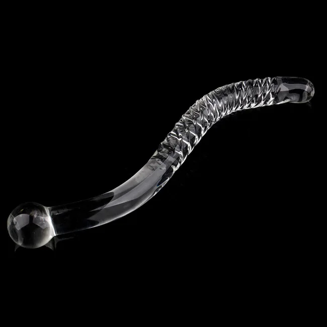 Double Ended Crystal White Pyrex Glass Dildo Artificial Penis Granule Spiral G Spot massager Adult game Sex Toys for Woman Gay