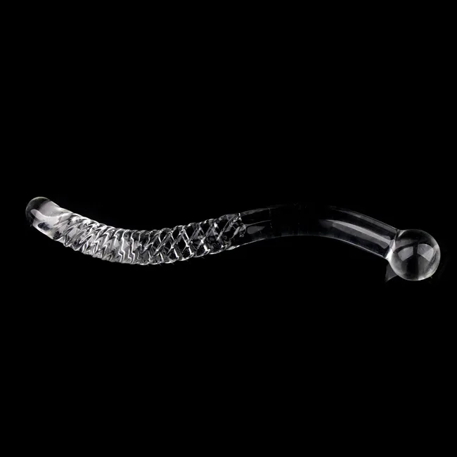 Double Ended Crystal White Pyrex Glass Dildo Artificial Penis Granule Spiral G Spot massager Adult game Sex Toys for Woman Gay