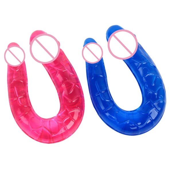 Sex U Shape Double Dildo Flexible Soft Jelly Vagina Anal Women Gay Lesbian Double Ended Dong Penis Artificial Penis Sex Toys 18