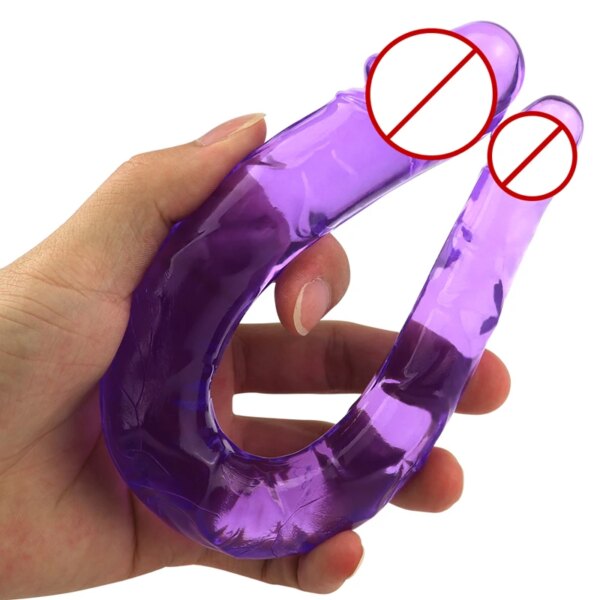 Sex U Shape Double Dildo Flexible Soft Jelly Vagina Anal Women Gay Lesbian Double Ended Dong Penis Artificial Penis Sex Toys 18