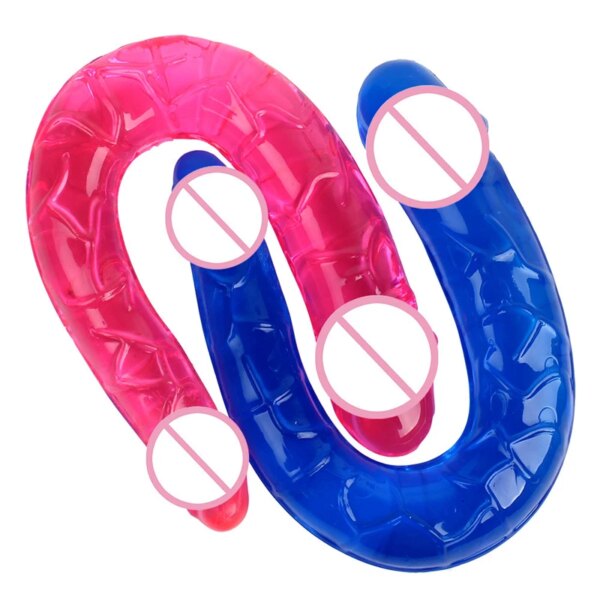 Sex U Shape Double Dildo Flexible Soft Jelly Vagina Anal Women Gay Lesbian Double Ended Dong Penis Artificial Penis Sex Toys 18