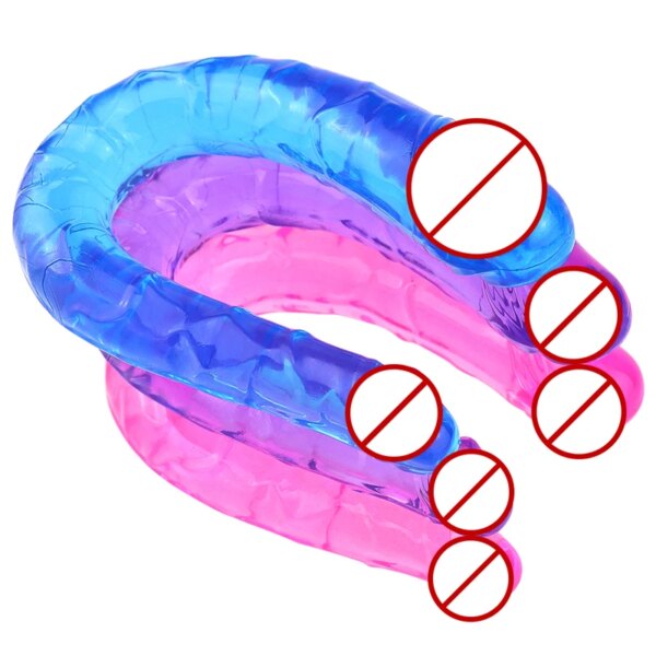 Sex U Shape Double Dildo Flexible Soft Jelly Vagina Anal Women Gay Lesbian Double Ended Dong Penis Artificial Penis Sex Toys 18