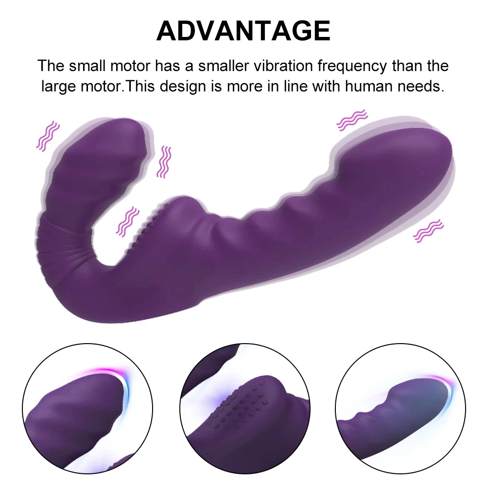 10 Modes Strapless Strap-on Dildo Vibrator with Remote Control for Women Lesbian Couples G-Spot Double-Ended Adult Sex Toys