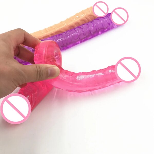 Long Dildos 370mm Flexible Soft Jelly Vagina and Anal Women Gay Lesbian Double Ended Dong Sex Toys Erotic Adult Products