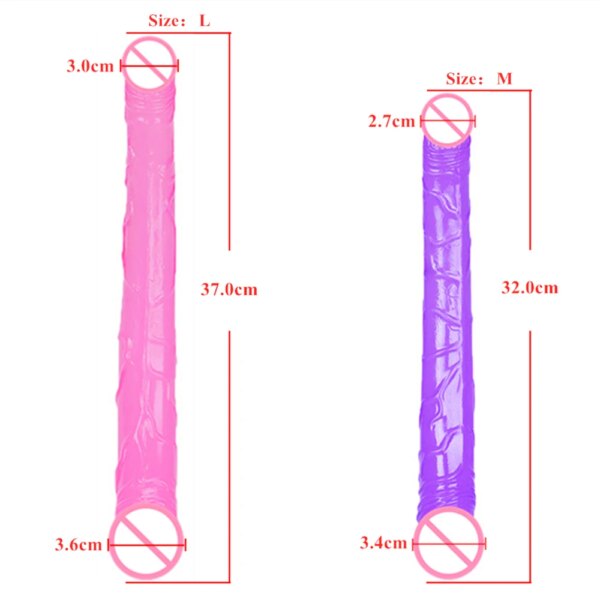 Long Dildos 370mm Flexible Soft Jelly Vagina and Anal Women Gay Lesbian Double Ended Dong Sex Toys Erotic Adult Products