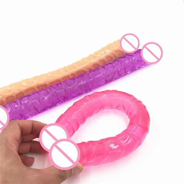 Long Dildos 370mm Flexible Soft Jelly Vagina and Anal Women Gay Lesbian Double Ended Dong Sex Toys Erotic Adult Products