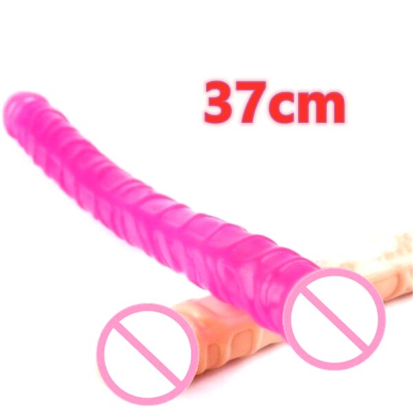 Long Dildos 370mm Flexible Soft Jelly Vagina and Anal Women Gay Lesbian Double Ended Dong Sex Toys Erotic Adult Products