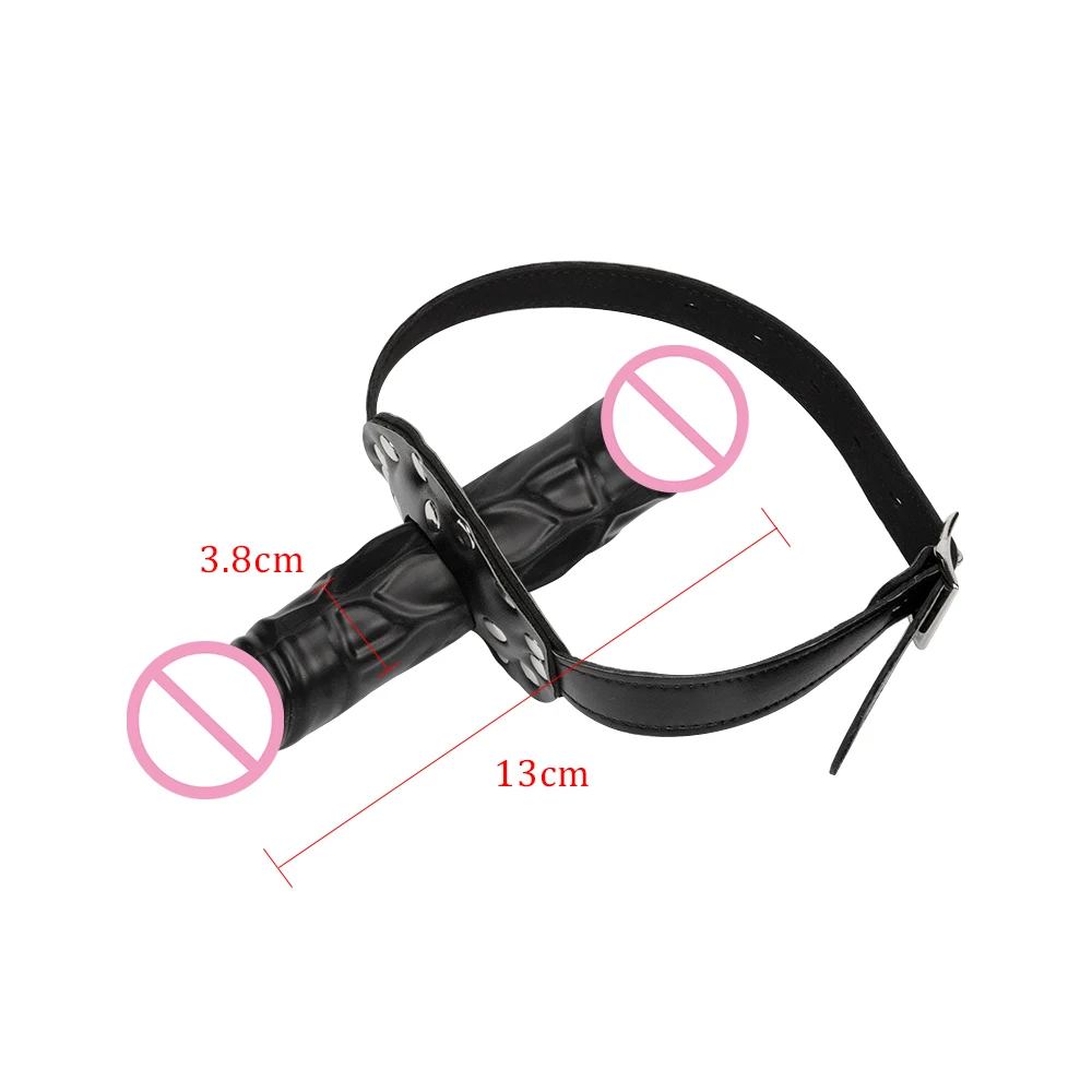 EXVOID Slave Restraint Realistic Penis Double-Ended Dildo Gag Mouth Plug BDSM Bondage Head Strapon Open Mouth Gag Adult Game