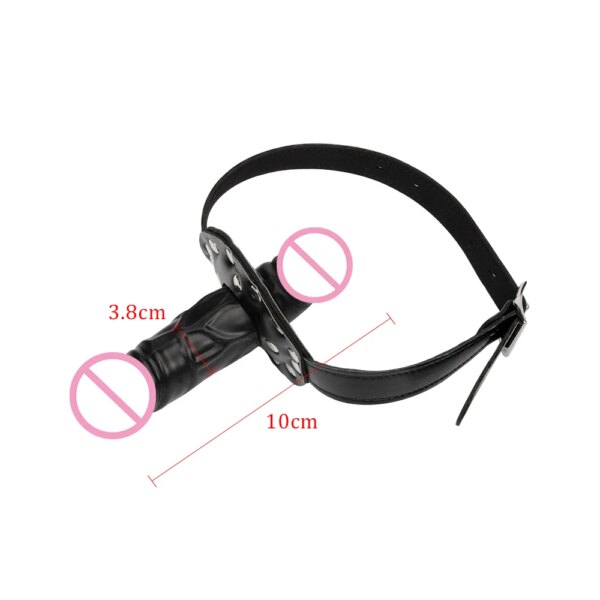 Slave Restraint Realistic Penis Double-Ended Dildo Gag Mouth Plug BDSM Bondage Head Strapon Open Mouth Gag Adult Game
