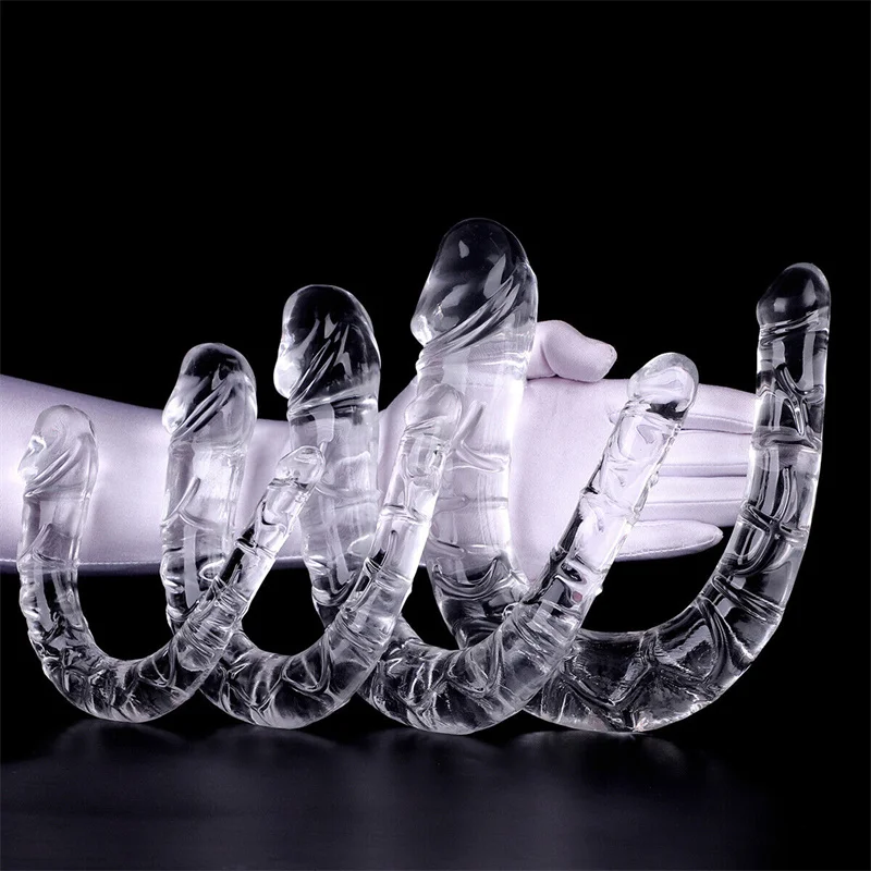 Realistic U Shape Double Ended Dildo Vagina Anal Plug G-spot Masturbators Silicone Soft Jelly Couples Sex Toys For Women Lesbian