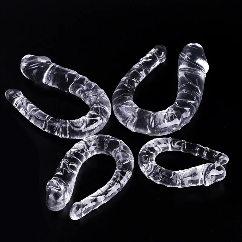 Realistic U Shape Double Ended Dildo Vagina Anal Plug G-spot Masturbators Silicone Soft Jelly Couples Sex Toys For Women Lesbian