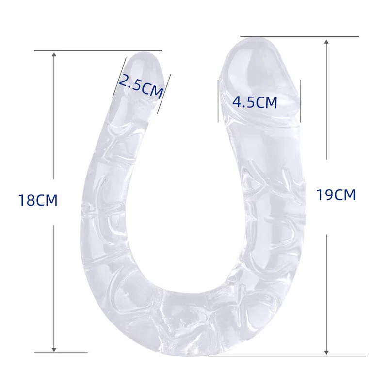 Realistic U Shape Double Ended Dildo Vagina Anal Plug G-spot Masturbators Silicone Soft Jelly Couples Sex Toys For Women Lesbian