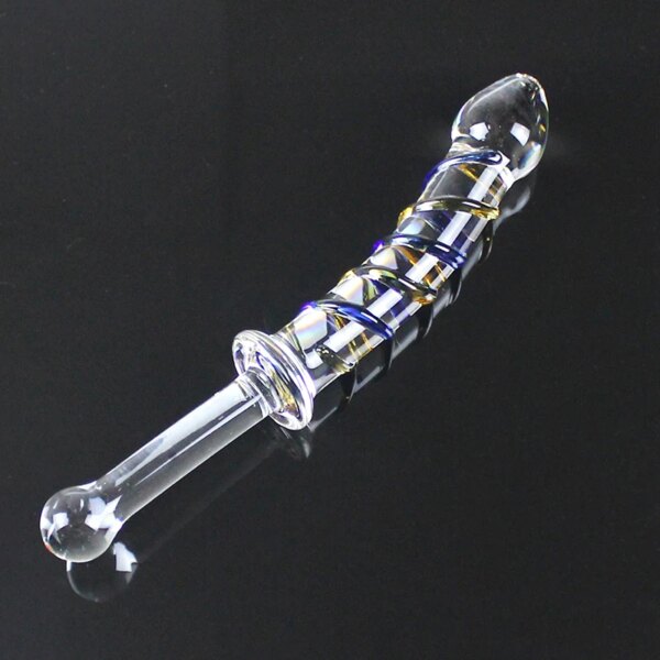 Big Pyrex Glass Dildo Glass Artificial Penis Dick Double Ended Huge Long Crystal Dildo Penis Anal Beads Butt Plug Sex Products