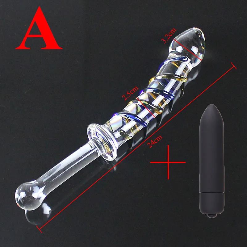 Big Pyrex Glass Dildo Glass Artificial Penis Dick Double Ended Huge Long Crystal Dildo Penis Anal Beads Butt Plug Sex Products