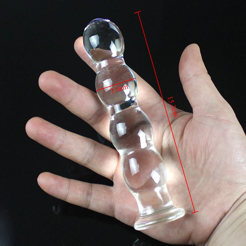 Big Pyrex Glass Dildo Glass Artificial Penis Dick Double Ended Huge Long Crystal Dildo Penis Anal Beads Butt Plug Sex Products
