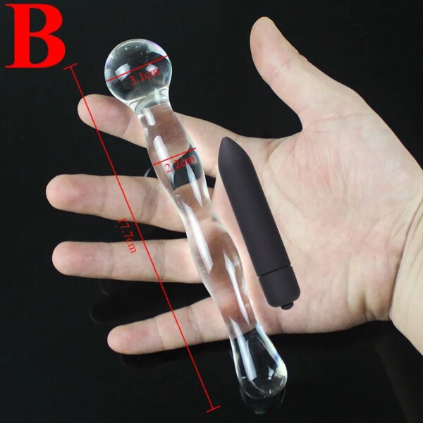 Big Pyrex Glass Dildo Glass Artificial Penis Dick Double Ended Huge Long Crystal Dildo Penis Anal Beads Butt Plug Sex Products