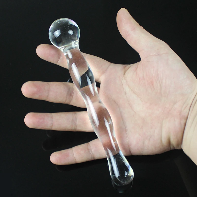Big Pyrex Glass Dildo Glass Artificial Penis Dick Double Ended Huge Long Crystal Dildo Penis Anal Beads Butt Plug Sex Products