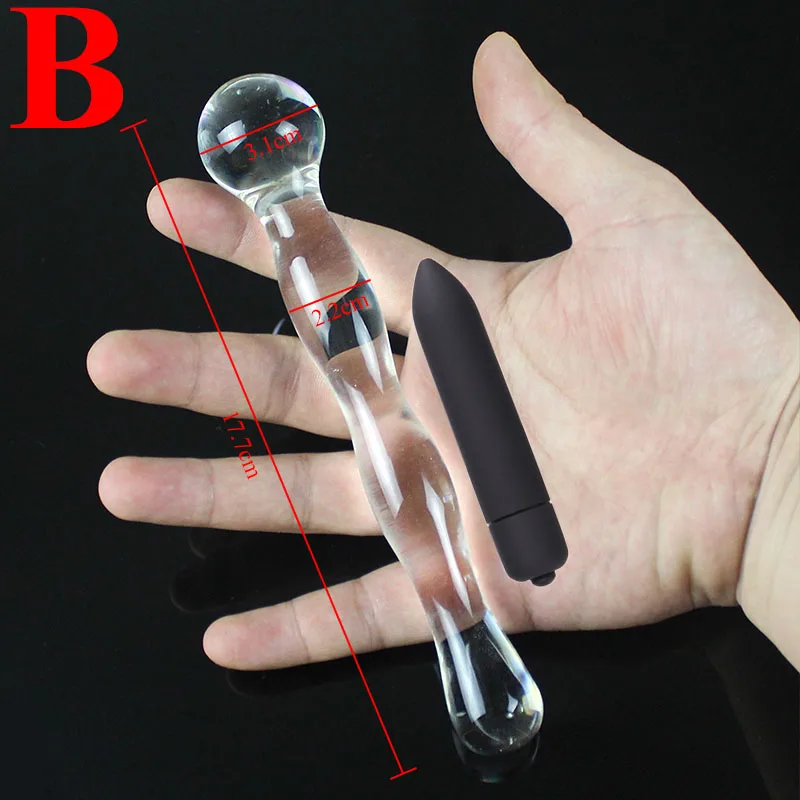 Big Pyrex Glass Dildo Glass Artificial Penis Dick Double Ended Huge Long Crystal Dildo Penis Anal Beads Butt Plug Sex Products