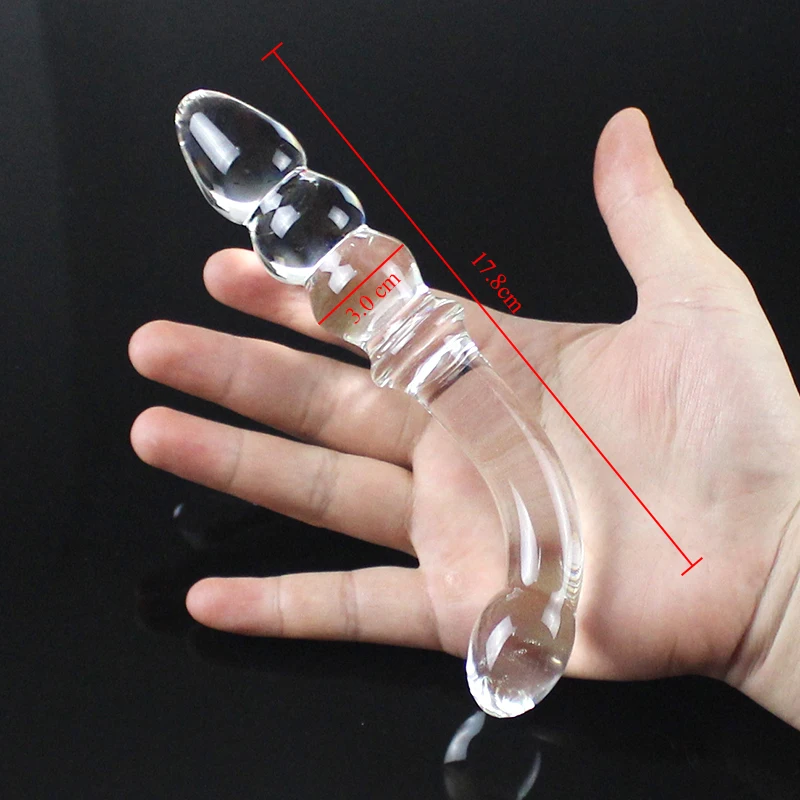 Big Pyrex Glass Dildo Glass Artificial Penis Dick Double Ended Huge Long Crystal Dildo Penis Anal Beads Butt Plug Sex Products