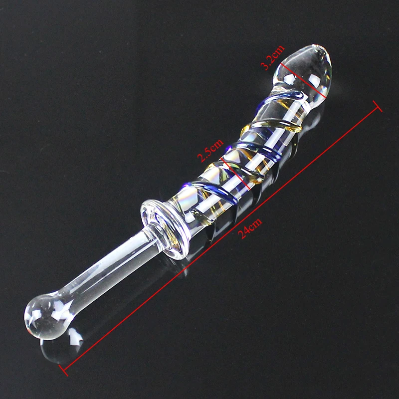 Big Pyrex Glass Dildo Glass Artificial Penis Dick Double Ended Huge Long Crystal Dildo Penis Anal Beads Butt Plug Sex Products