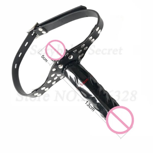 Double-Ended Dildos Gag Strap On Open Mouth Dong Plug PU Leather Harness Realistic Cock Bondage Adult Games Sex Toys For Couples