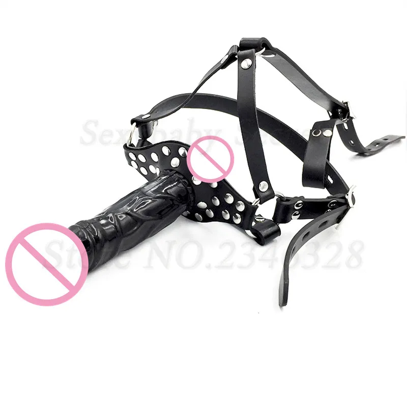 Double-Ended Dildos Gag Strap On Open Mouth Dong Plug PU Leather Harness Realistic Cock Bondage Adult Games Sex Toys For Couples Double-Ended Dildos Gag Strap On Open Mouth Dong Plug PU Leather Harness Realistic Cock Bondage Adult Games Sex Toys For Couples